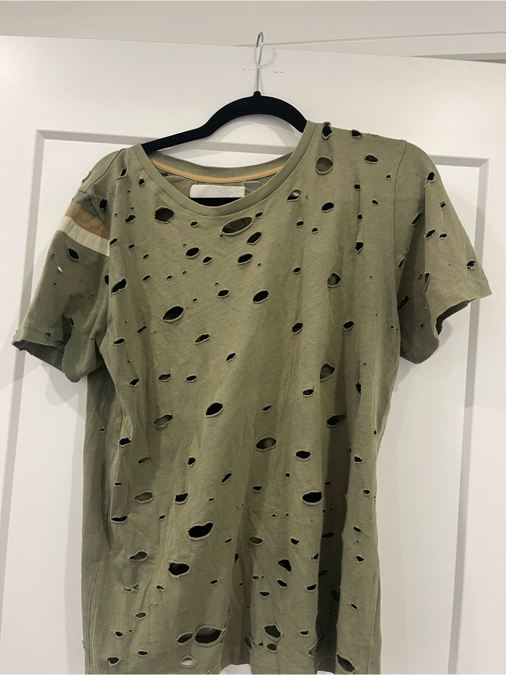 Women's Distressed Short-Sleeve Tee in Olive Green